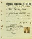 Registo de matricula de velocipedista em nome de Pedro Galvão Gomes, morador na Azóia, com o nº de inscrição 1753.