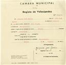 Registo de velocípede de marca Flecha, com o nº 3365, em nome de Joaquim José Garcia, morador em Pero Pinheiro.