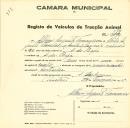 Registo de um veiculo de duas rodas tirado por um animal de espécie cavalar destinado a transporte de mercadorias em nome de Albino Augusto Fernandes, morador em A-da-Beja.