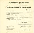 Registo de um veiculo de duas rodas tirado por um animal de espécie cavalar destinado a transporte de mercadorias em nome de Joaquim da Costa, morador em Belas.