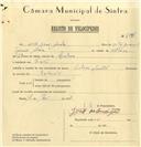 Registo de velocípede de marca Citifix com motor, com o nº 6746, em nome de Vítor José Névoa, morador em Sintra.