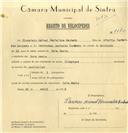 Registo de velocípede de marca Olimpique, com o nº 7875, em nome de Florêncio Manuel Fernandes Machado, morador em Dona Maria.