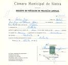 Registo de um veiculo de duas rodas tirado por um animal de espécie asinina destinado a transporte de mercadorias em nome de António Jorge, morador em Bolembre.