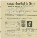 Registo de matricula de velocipedista em nome de Artur Dias da Silva, morador em Belas, com o nº de inscrição 728.