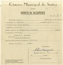 Registo de velocípede de marca Rosengar, com o nº 7973, em nome de Artur Marques, morador em Abelheira.