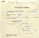 Registo de velocípede de marca Raio, com o nº 9734, em nome de Custódio Inocêncio Bicho, morador em Janas.
