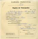 Registo de velocípede com o nº 1572, em nome de Carlos Gomes de Mendonça Freire, morador em Cacem.