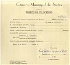 Registo de velocípede de marca F.B.M., com o nº 9922, em nome de Manuel António Gonçalves dos Santos, morador em Nafarros.