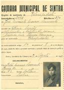Registo de matricula de velocipedista em nome de José Evaristo Morais Sarmento, morador na Praia das Maçãs, com o nº de inscrição 2064.