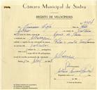 Registo de velocípede de marca Vilar com motor Cuciolo, com o nº 9984, em nome de Francisco Coja, morador em Albarraque.