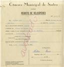 Registo de velocípede de marca Famel, com o nº 8051, em nome de Heitor Raio, morador em Várzea de Sintra.