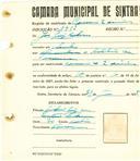 Registo de matricula de carroceiro de 2 animais em nome de José Luís [...], morador em Sacotes, com o nº de inscrição 1912.