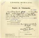 Registo de velocípede com o nº 3203, em nome de Manuel Nunes Azevedo, morador em Rua 31 de Janeiro nº 4, Queluz.