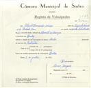 Registo de velocípede de marca Cicles, com o nº 9040, em nome de Alberto Fernandes Nunes, morador em Queluz.
