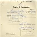 Registo de velocípede de marca Crown, com o nº 374, em nome de Luís de Sousa Pires, morador em S. Pedro de Sintra.
