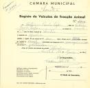 Registo de um veiculo de duas rodas tirado por um animal de espécie cavalar destinado a transporte de mercadorias em nome de António Paulo Lopes, morador em Agualva.