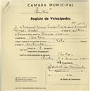 Registo de velocípede de marca Velo, com o nº 1156, em nome de Manuel Maria Simões Vieira, morador em Belas.