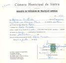Registo de um veiculo de duas rodas tirado por um animal de espécie muar destinado a transporte de mercadorias em nome de Casimiro Cristovão, morador em Pedra Furada.