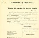 Registo de um veiculo de duas rodas tirado por um animal de espécie cavalar destinado a transporte de mercadorias em nome de António Inocêncio Governo, morador na Assafora.