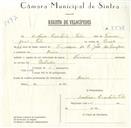Registo de velocípede de marca Nacional, com o nº 5588, em nome de António Cristovão Teles, morador em Areias.