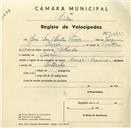 Registo de velocípede com o nº 3435, em nome de José dos Santos Pereira, morador em Cacém.