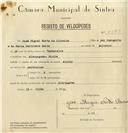 Registo de velocípede de marca Alpino, com o nº 8083, em nome de José Miguel Norte de Oliveira, morador em Almoçageme.