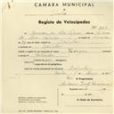 Registo de velocípede com o nº 1110, em nome de Amadeu da Silva Sapina, morador em Odrinhas.