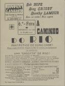 Programa do filme "A caminho do rio" com a participação dos atores Bob Hope, Bing Crosby e Dorothy Lamour.