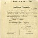 Registo de velocípede de marca Nacional, com o nº 2282, em nome de Manuel Domingos, morador em Maceira.
