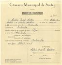 Registo de velocípede de marca Olga, com o nº 7041, em nome de António Duarte Caetano, morador em Bolembre.