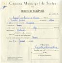 Registo de velocípede de marca Olga, com o nº 4948, em nome de Miguel Luís Paulino de Oliveira, morador em Cacém.