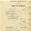 Registo de velocípede com o nº 2123, em nome de Joaquim Corredoura, morador em Gouveia.