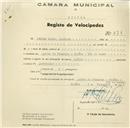 Registo de velocípede de marca Aprilia, com o nº 636, em nome de Máximo Silva, Lda, morador em Quinta do Pinheiro, Paiões.