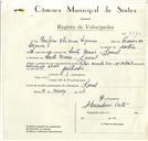 Registo de velocípede de marca Vilar, com o nº 8710, em nome de Porfirio Oliveira Sequeira, morador em Lourel.