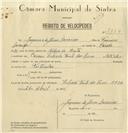 Registo de velocípede com o nº 7864, em nome de Joaquim de Jesus Zacarias, morador em Fonte das Eiras, Cacém.