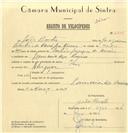 Registo de velocípede com o nº 6935, em nome de João Bastos, morador em Maceira.