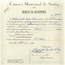 Registo de velocípede de marca Raio, com o nº 5444, em nome de Manuel da Silva Azinheira, morador em Rinchoa.