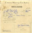 Registo de velocípede de marca Famel, nº 7943 em nome de João Afonso da Costa, morador em Algueirão.