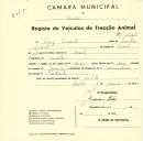 Registo de um veiculo de duas rodas tirado por dois animais de espécie bovina destinado a transporte de mercadorias em nome de Luís Duarte, morador em Oulela.