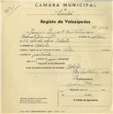 Registo de velocípede de marca Vilar, com o nº 2250, em nome de Joaquim Manuel Cristovão, morador em Cabrela.
