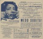 Programa do filme "Medo Súbito!" com a participação de Joan Crawford, Jacy Palance, Glória Grahame e Bruce Bennett. 