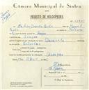 Registo de velocípede de marca Caravela, com o nº 5195, em nome de Sabino Duarte Paulo, morador em Assafora.