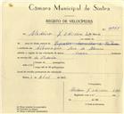 Registo de velocípede com o nº 9955, em nome de Madeira & Oliveira, Lda, morador em Albarraque.