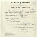 Registo de velocípede de marca Flecha, com o nº 4420, em nome de Henrique Eloisio Branco Bastos, morador em Algueirão.