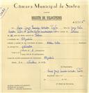 Registo de velocípede de marca Helios, com o nº 6615, em nome de Vasco Jorge Loureiro Valladas Preto, morador em Algueirão
