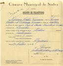 Registo de velocípede de marca Helios, com o nº 6539, em nome de Adriano Coelho Ferreira, morador em Algueirão.