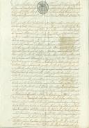 Sentença apostólica da licença matrimonial passada por Dom António José Ferreira de Sousa, Arcebispo de Lacedemónia, a favor de Sebastião Duarte e Vitória Maria moradores na freguesia da Terrugem.