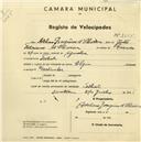 Registo de velocípede de marca Elgin, com o nº 2605, em nome de Adelino Joaquim d'Oliveira, morador em Telhal.