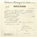 Registo de velocípede com o nº 4752, em nome de Francisco Raposo, morador em Almargem do Bispo.