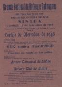 Programa do Grande Festival de Hóquei em Patins no Ringue Mário Costa Ferreira Lima no Parque Dr. Oliveira Salazar em Sintra com várias atividades a decorrer a 12 de setembro de 1948.